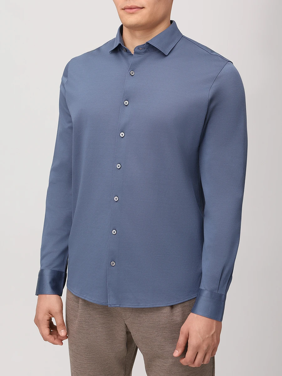 Рубашка Slim Fit хлопковая GRAN  SASSO 60120/74201/567 Деним  Фото 4