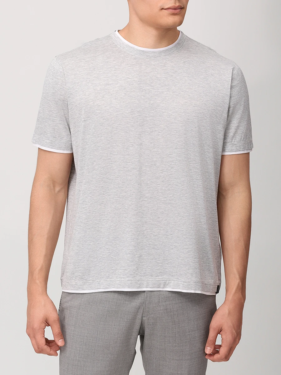 

Футболка из шелка и хлопка, Серый, 60123/78410/050