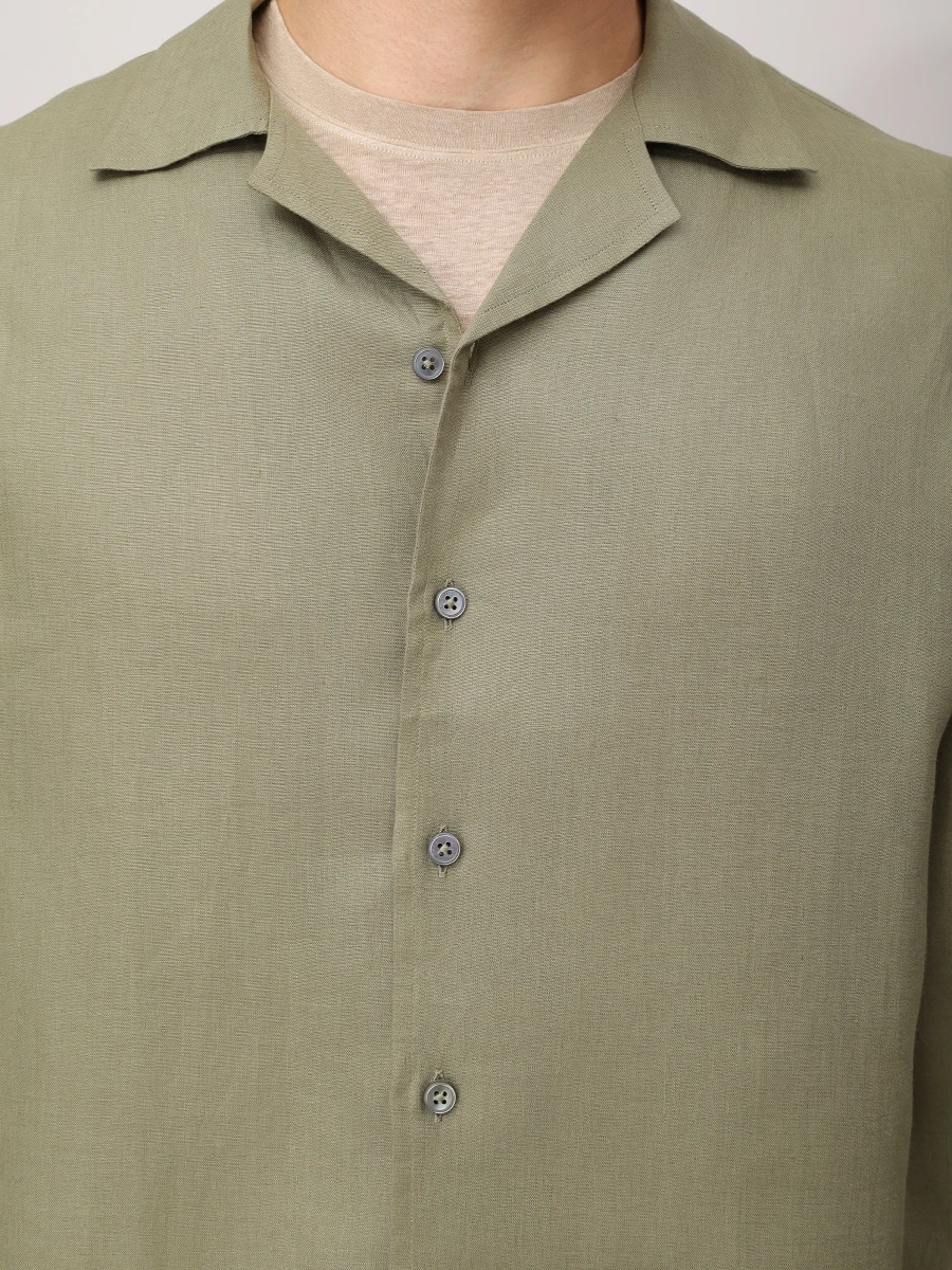 Рубашка Regular Fit льняная GRAN  SASSO 61148/50001/460 Хаки  Фото 5