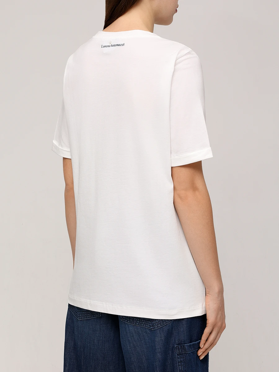 Футболка хлопковая LORENA ANTONIAZZI TS24AA/9999 100 Белый  Фото 3