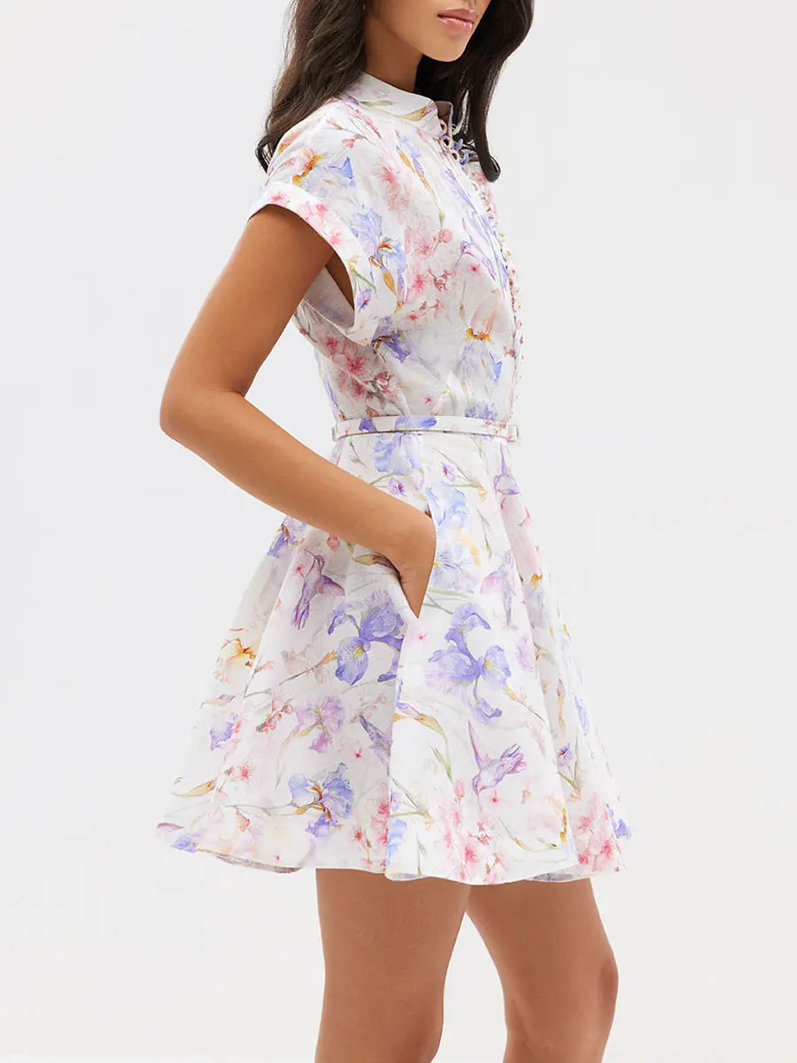 Платье льняное Alpinia YVON ALPINA Ирисы Белый  Фото 7