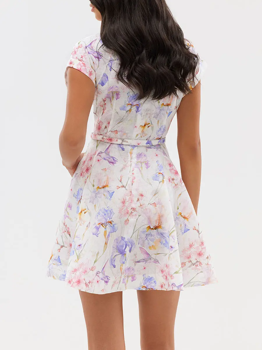 Платье льняное Alpinia YVON ALPINA Ирисы Белый  Фото 3