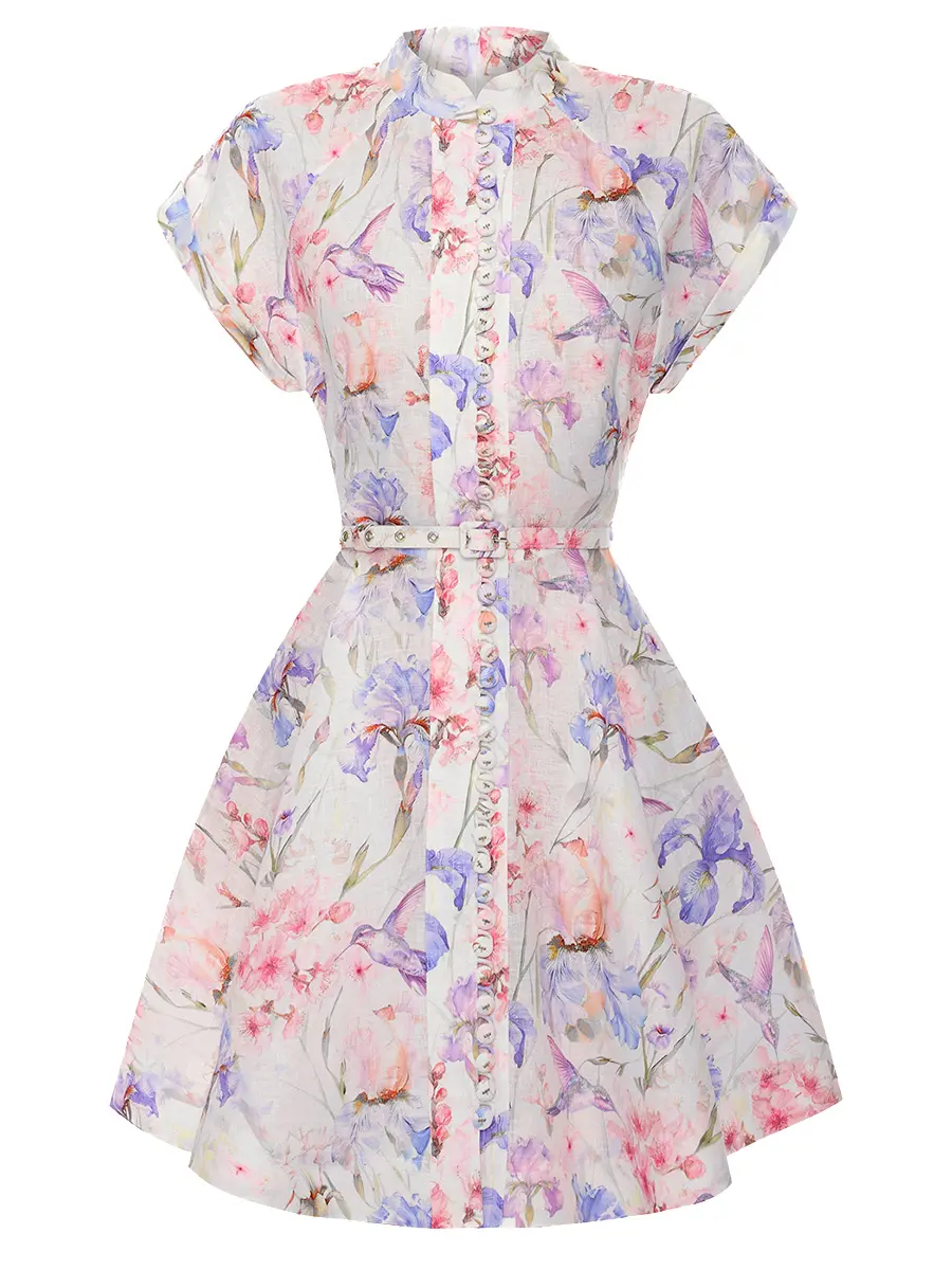 Платье льняное Alpinia YVON ALPINA Ирисы Белый 