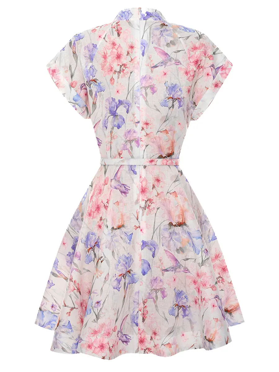 Платье льняное Alpinia YVON ALPINA Ирисы Белый  Фото 2