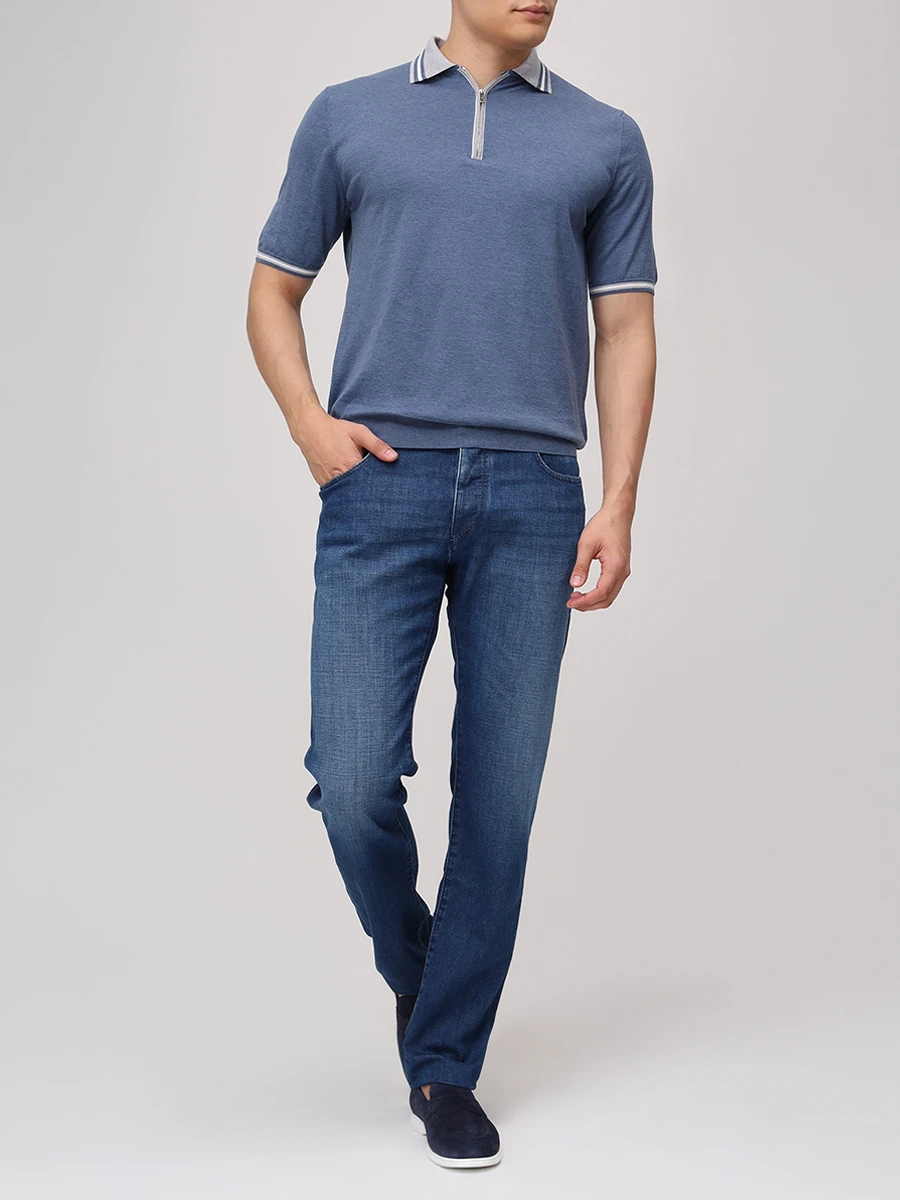 Джинсы Regular Fit хлопковые HANDPICKED 00919/W6/RAVELLO-MG Синий  Фото 2