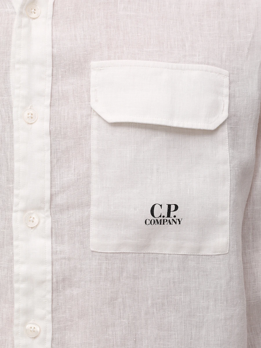 Рубашка Regular Fit льняная CP COMPANY 18CMSH250A005415G 103 Белый  Фото 5
