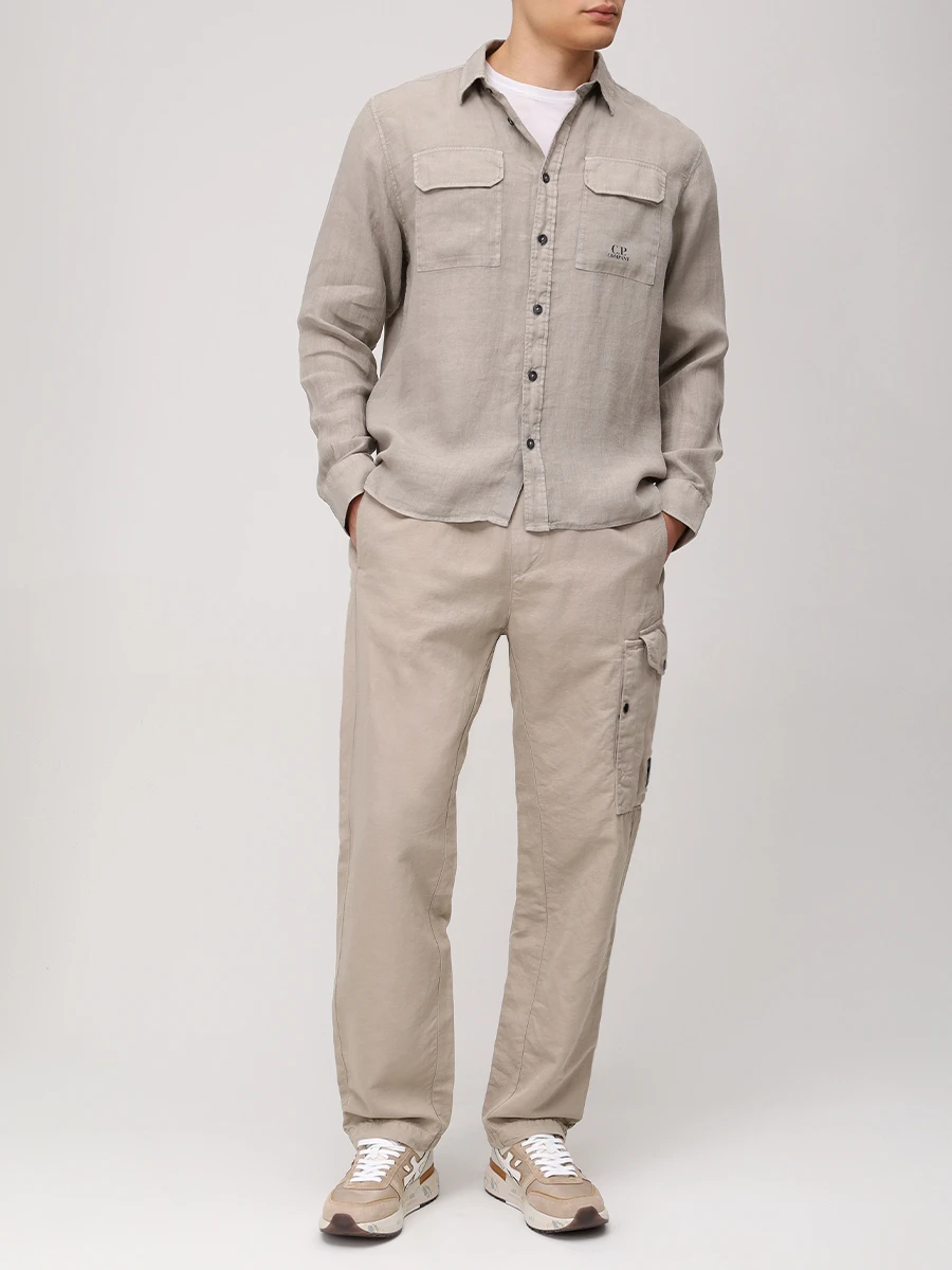 

Рубашка Regular Fit льняная, Хаки, 18CMSH250A005415G 327