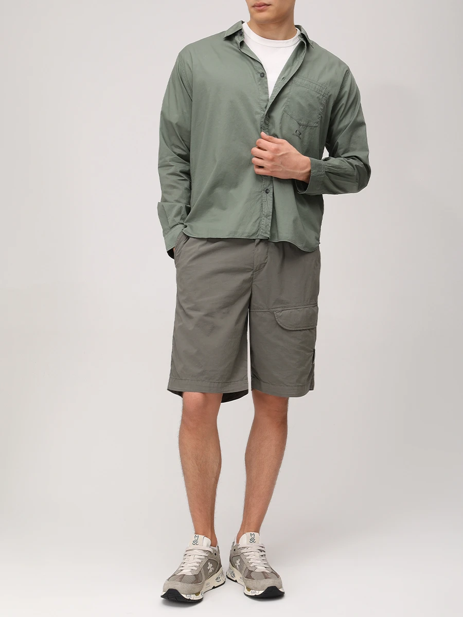 Рубашка Regular Fit льняная CP COMPANY 18CMSH248A-110349G 669 Зеленый  Фото 2