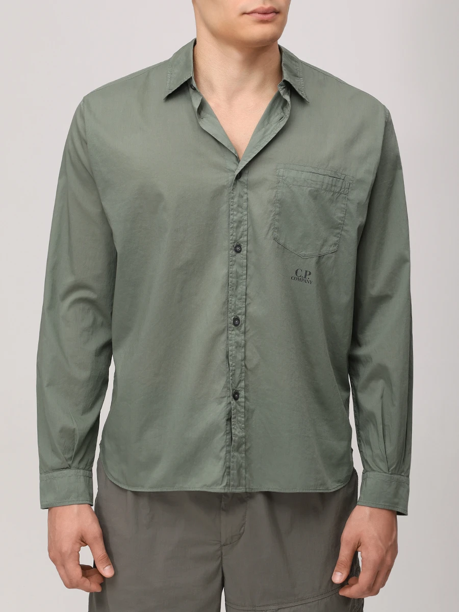 Рубашка Regular Fit льняная CP COMPANY 18CMSH248A-110349G 669 Зеленый  Фото 4