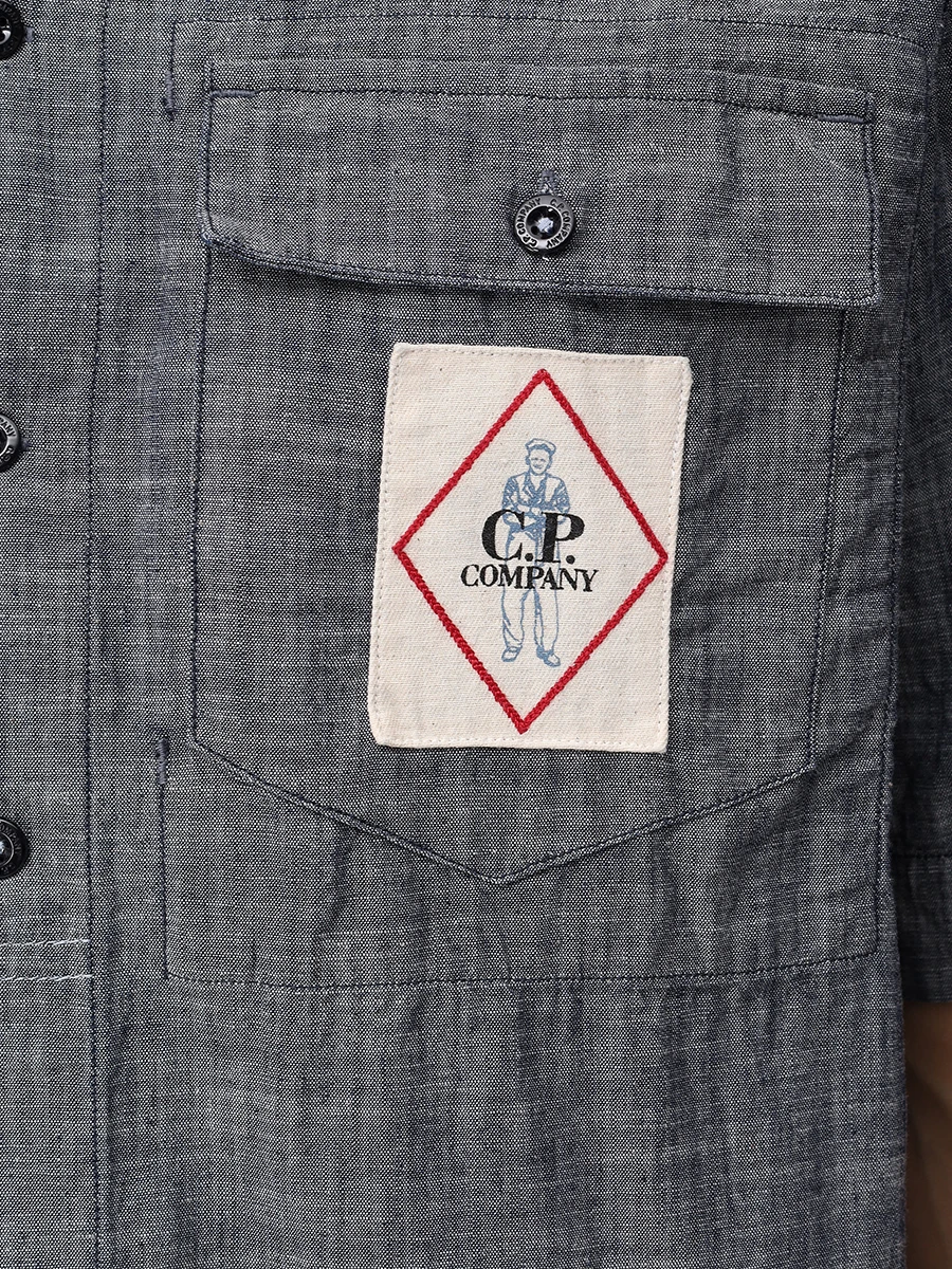 Рубашка Regular Fit хлопковая CP COMPANY 18CMSH151A-110065W/D17 Деним  Фото 5