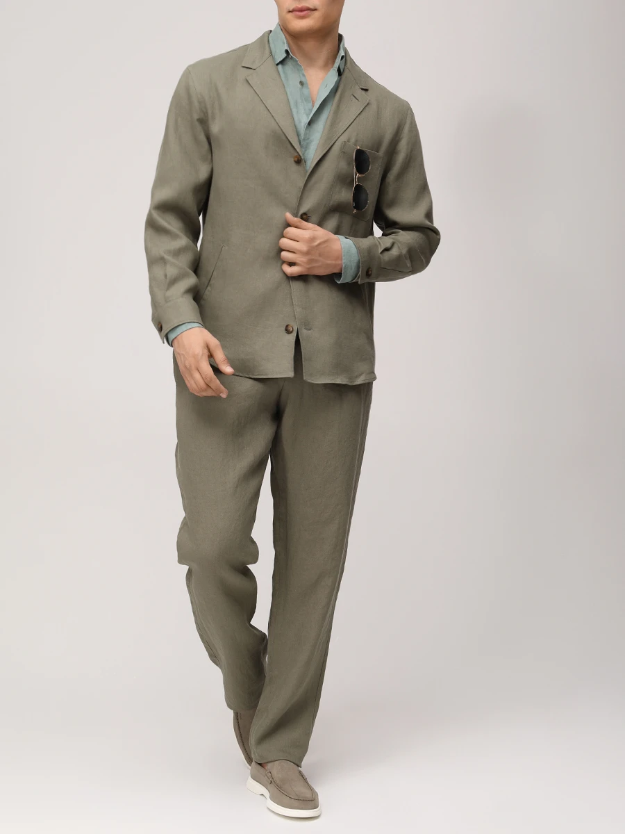 Костюм льняной CANALI 31015/V7003 AE05539 801/R Зеленый  Фото 2