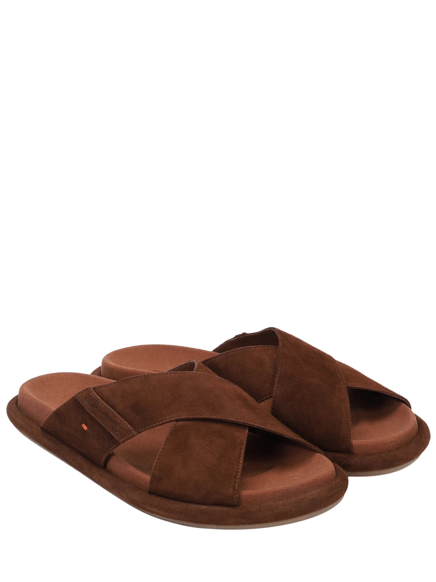 Шлепанцы замшевые SANTONI WHXG71540GOMTMGDM42 Коричневый  Фото 2