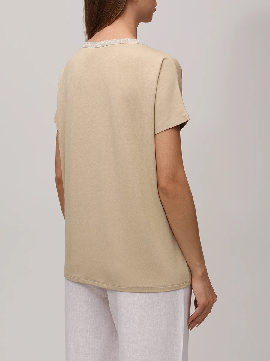 Футболка из вискозы LE TRICOT PERUGIA 66943 7548 Бежевый  Фото 3