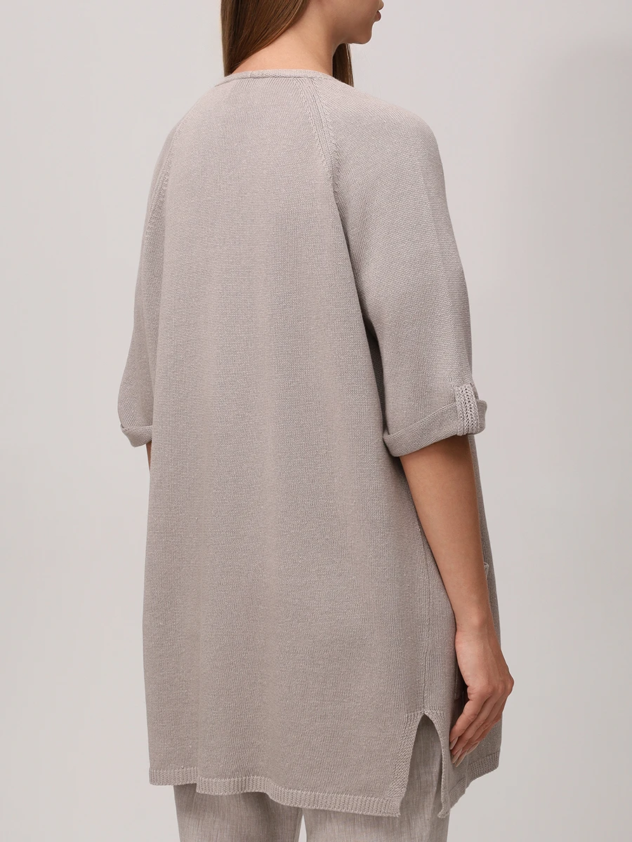 Кардиган изо льна и хлопка LE TRICOT PERUGIA 46652 6542 Бежевый  Фото 3