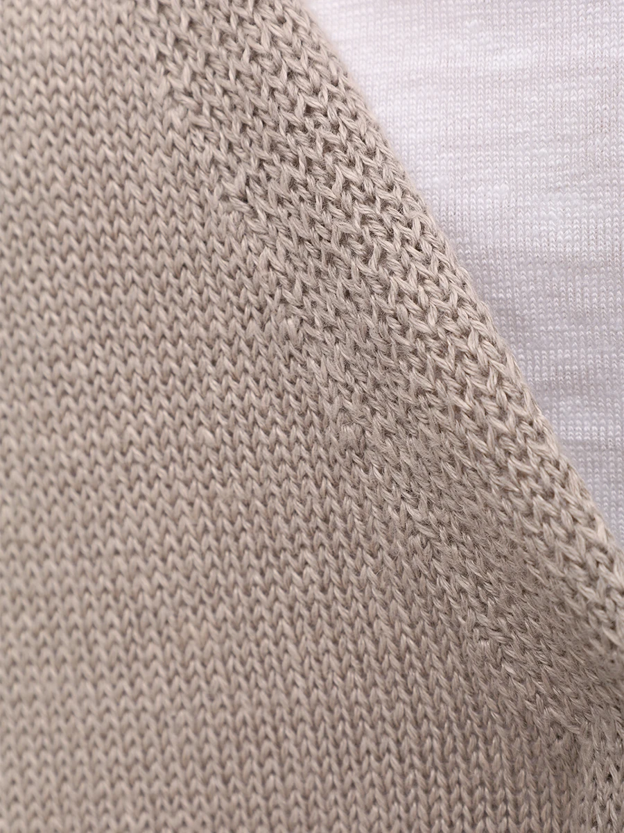 Кардиган изо льна и хлопка LE TRICOT PERUGIA 46652 6542 Бежевый  Фото 6