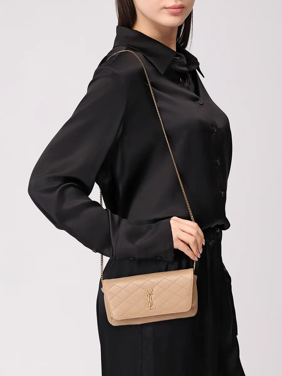 Сумка кожаная Gaby SAINT LAURENT 7540511-EL07-2646 Бежевый  Фото 2