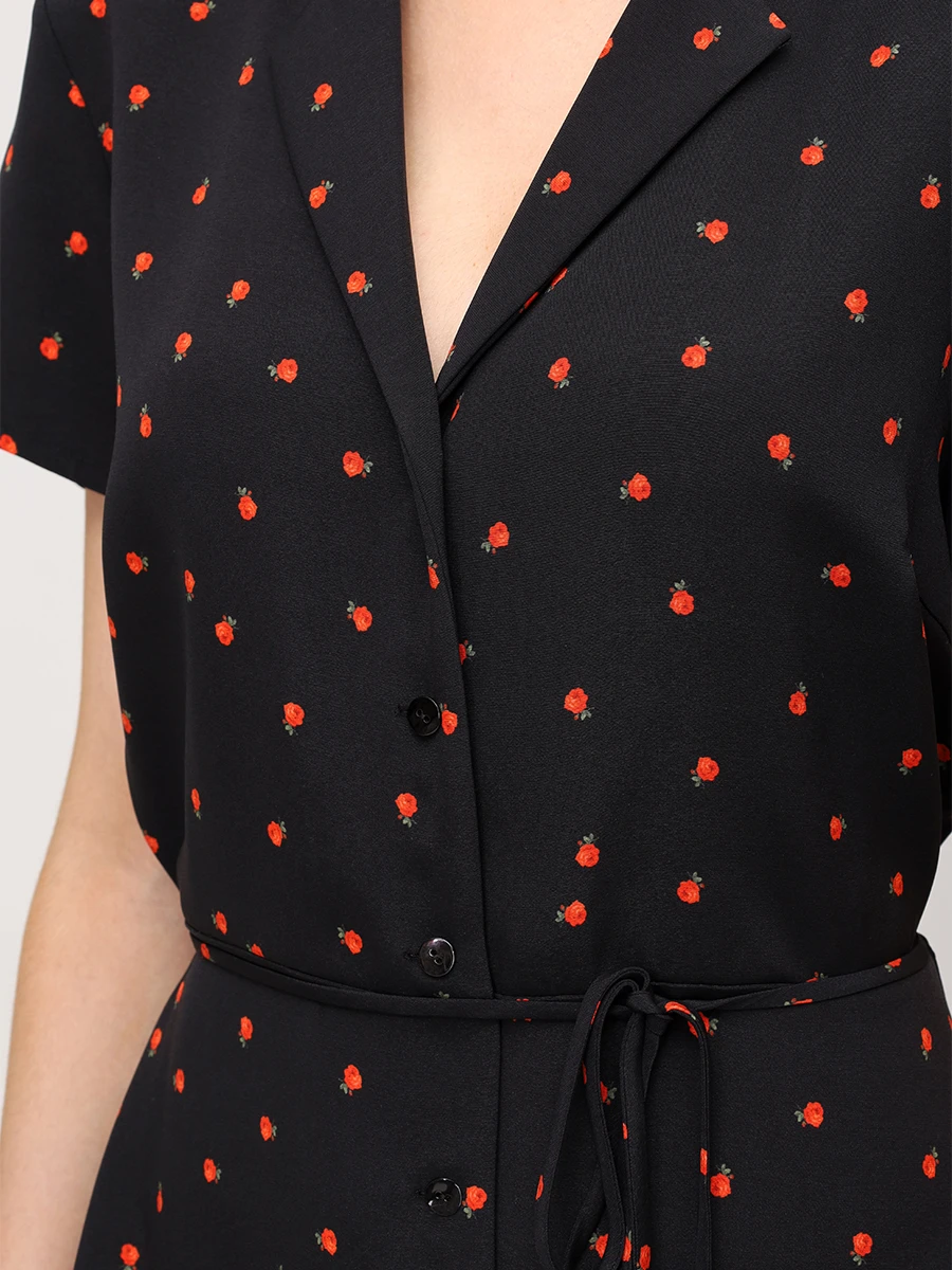 Платье из шелка и вискозы SASHAVERSE D051/CH/5202R.906/SS25 Цветочный принт  Фото 5