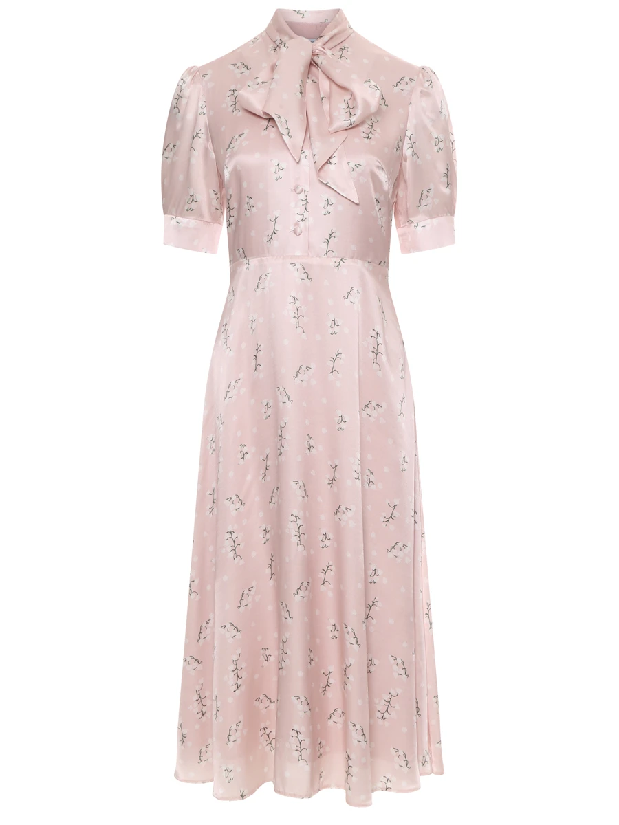 Платье из хлопка и шелка ROSEVILLE SS253645P/PNK Бант Цветочный принт 