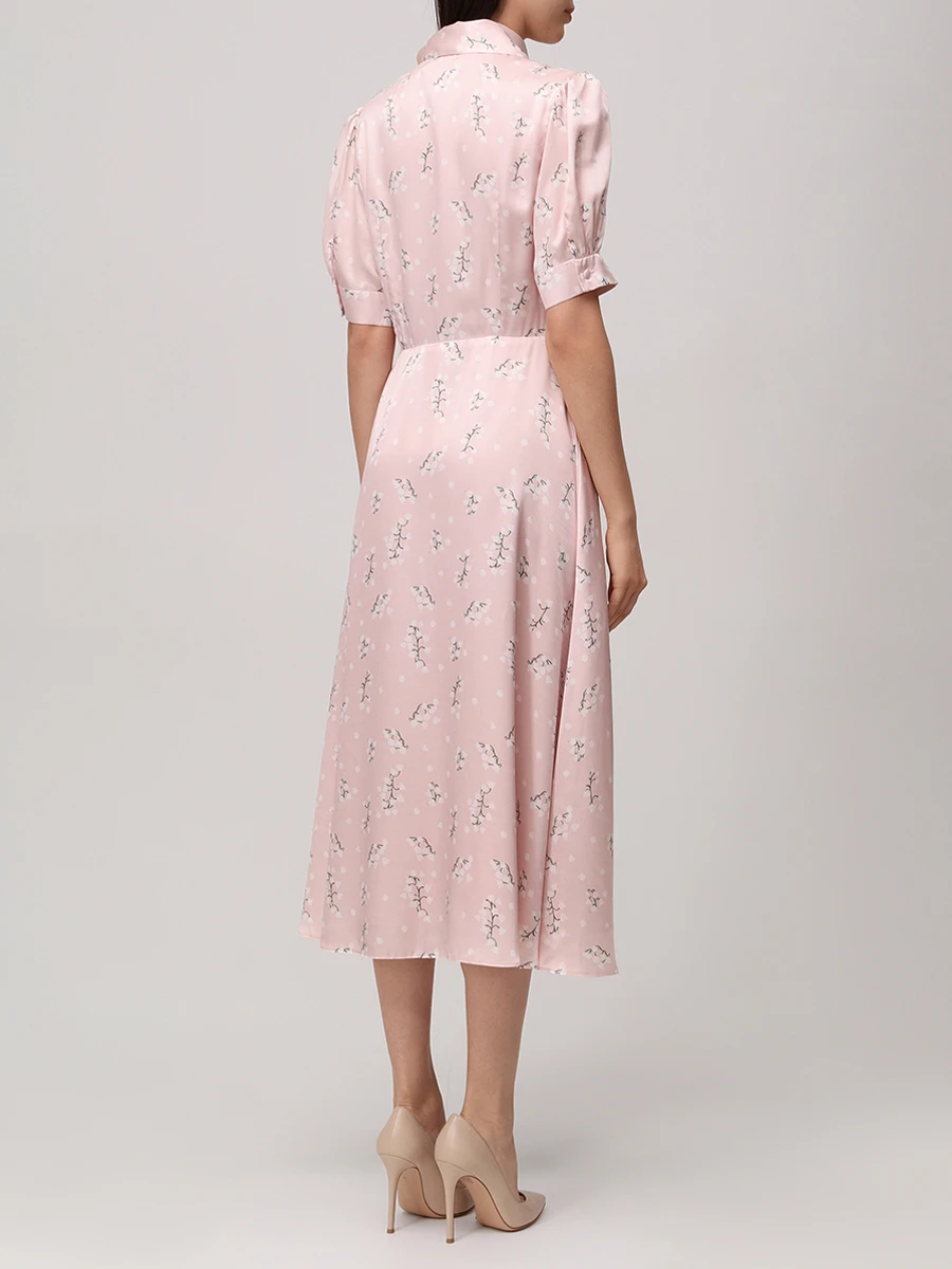 Платье из хлопка и шелка ROSEVILLE SS253645P/PNK Бант Цветочный принт  Фото 3
