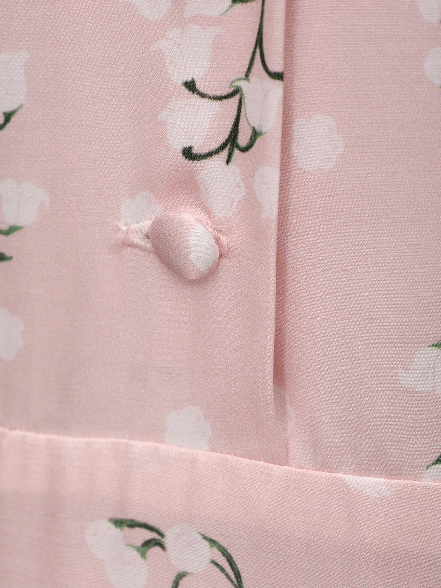 Платье из хлопка и шелка ROSEVILLE SS253645P/PNK Бант Цветочный принт  Фото 6