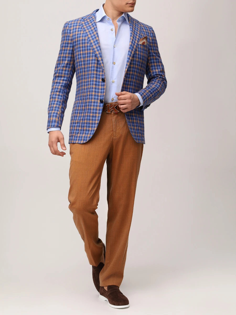 Пиджак в клетку KITON UG81K0610E65001 Синий  Фото 2