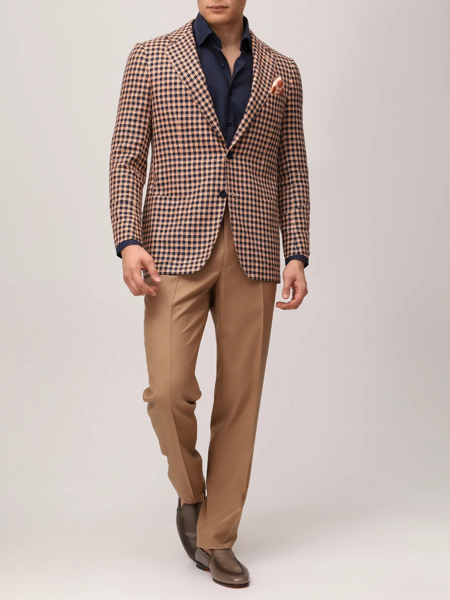 Пиджак из кашемира и льна KITON UG81K0608E51001 Клетка  Фото 2