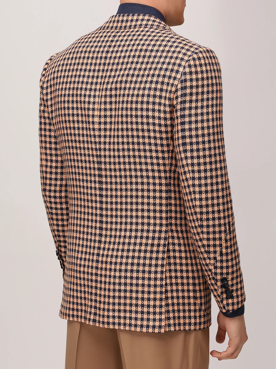 Пиджак из кашемира и льна KITON UG81K0608E51001 Клетка  Фото 3