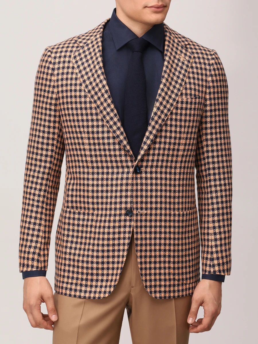 Пиджак из кашемира и льна KITON UG81K0608E51001 Клетка  Фото 4