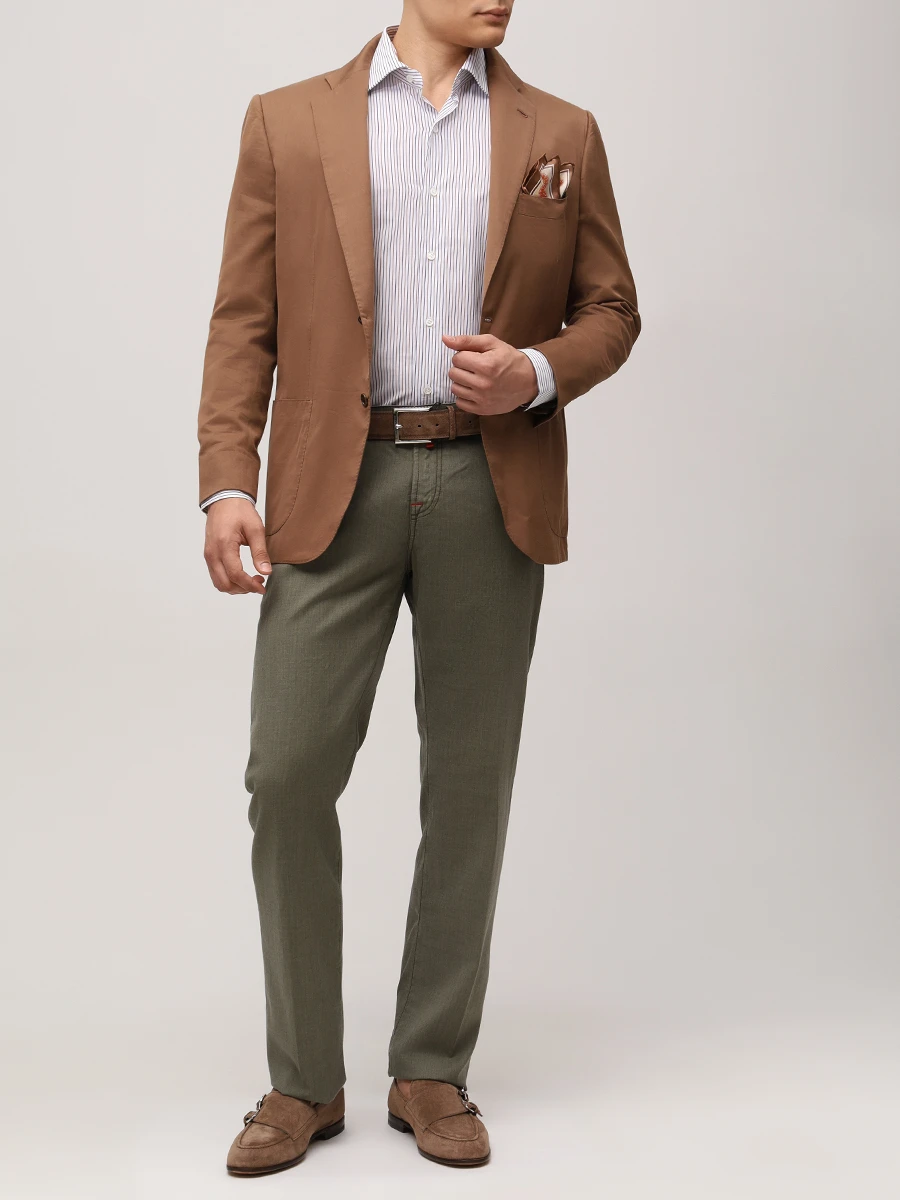 Пиджак хлопковый KITON UG81H0927110001 Коричневый  Фото 2