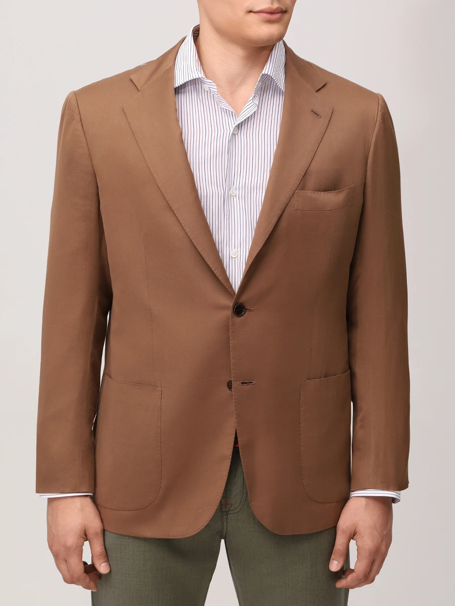 Пиджак хлопковый KITON UG81H0927110001 Коричневый  Фото 4