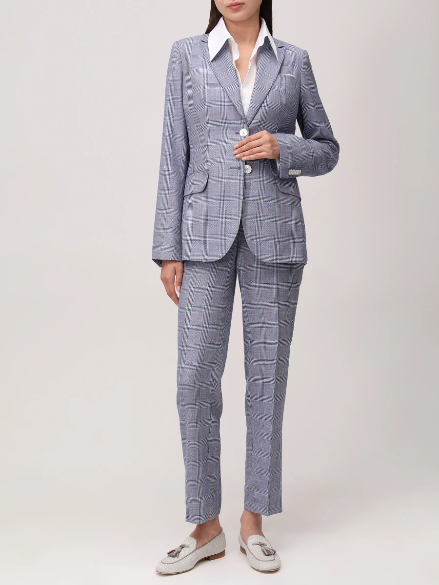 Брюки шерстяные KITON D48109K0950E01001 Клетка  Фото 2