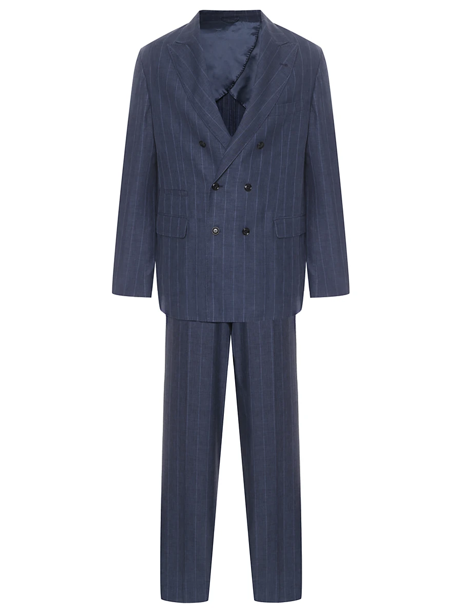 Костюм из шерсти и льна BRETT JOHNSON SS25B22/SS25P25ZE4933TNAVP Полоска 