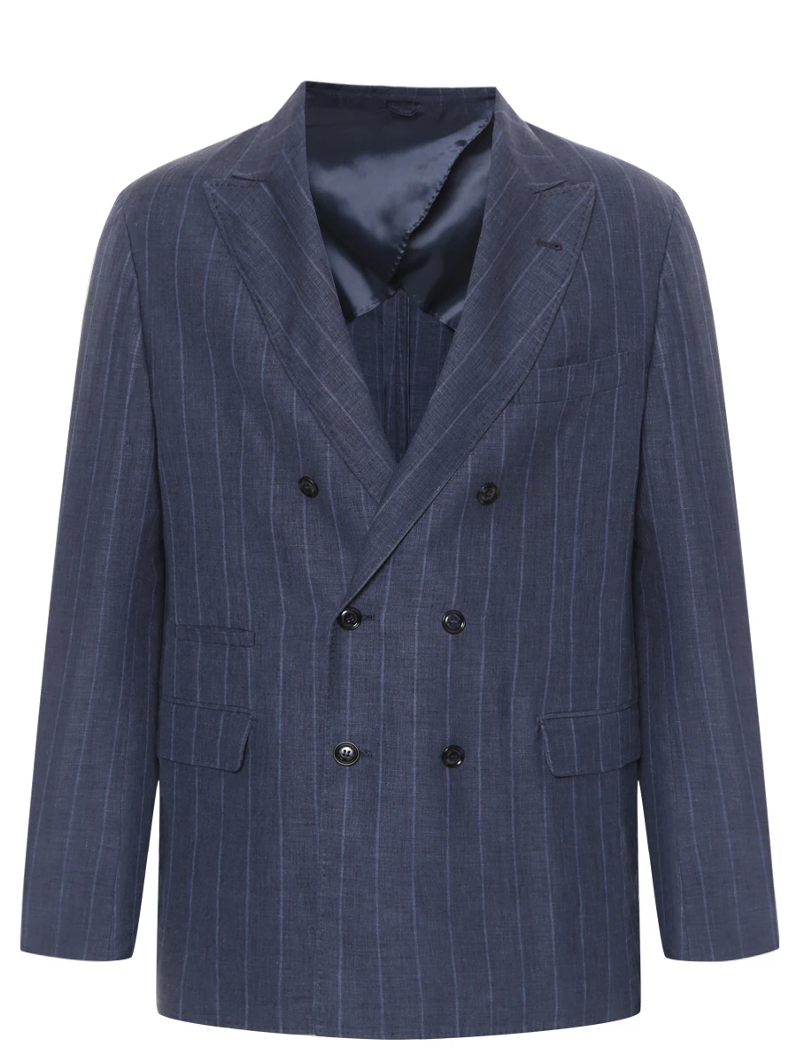 Костюм из шерсти и льна BRETT JOHNSON SS25B22/SS25P25ZE4933TNAVP Полоска  Фото 2