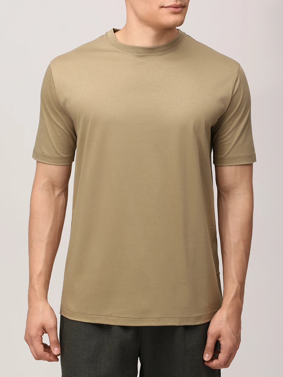 Футболка хлопковая KITON UMC023H0920009001 Бежевый  Фото 4