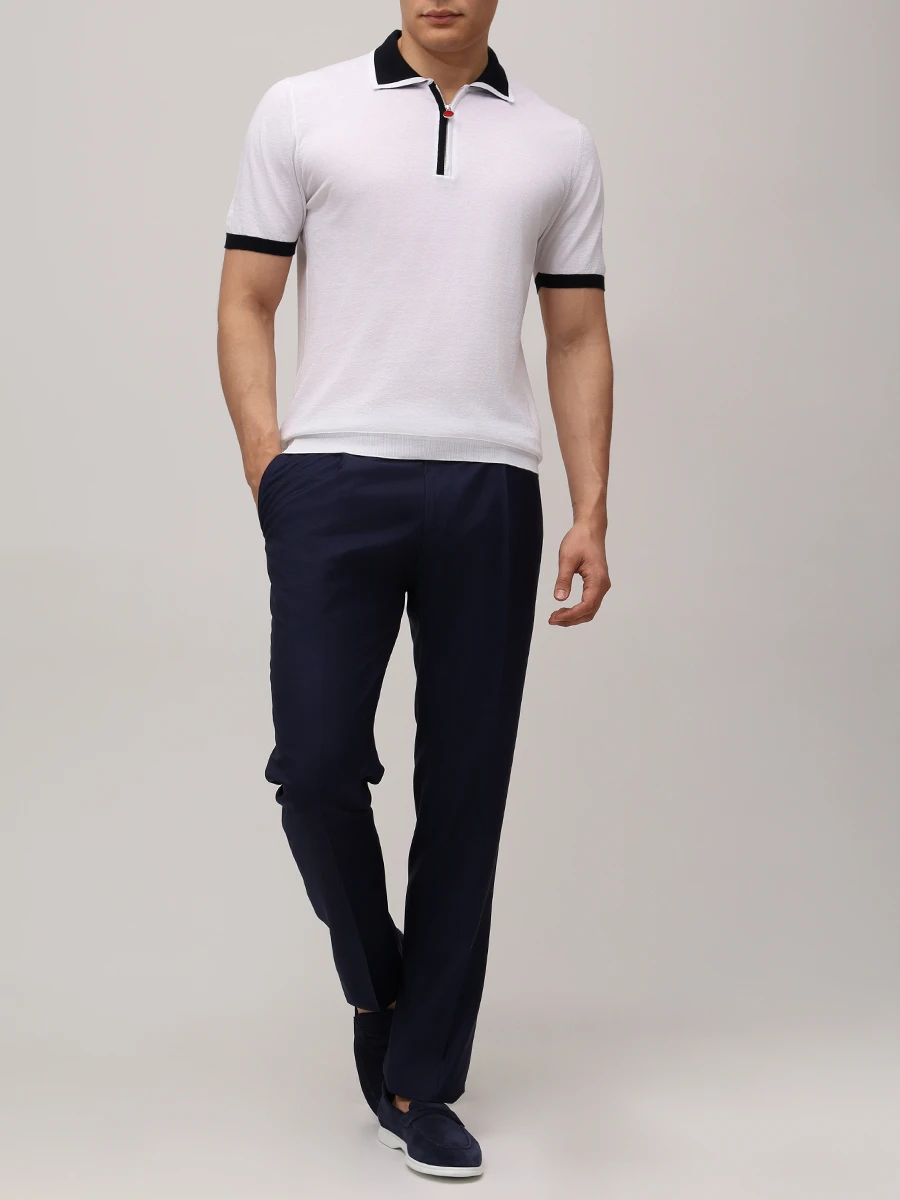 Поло хлопковое KITON UMK0571V110A004 Синий  Фото 2