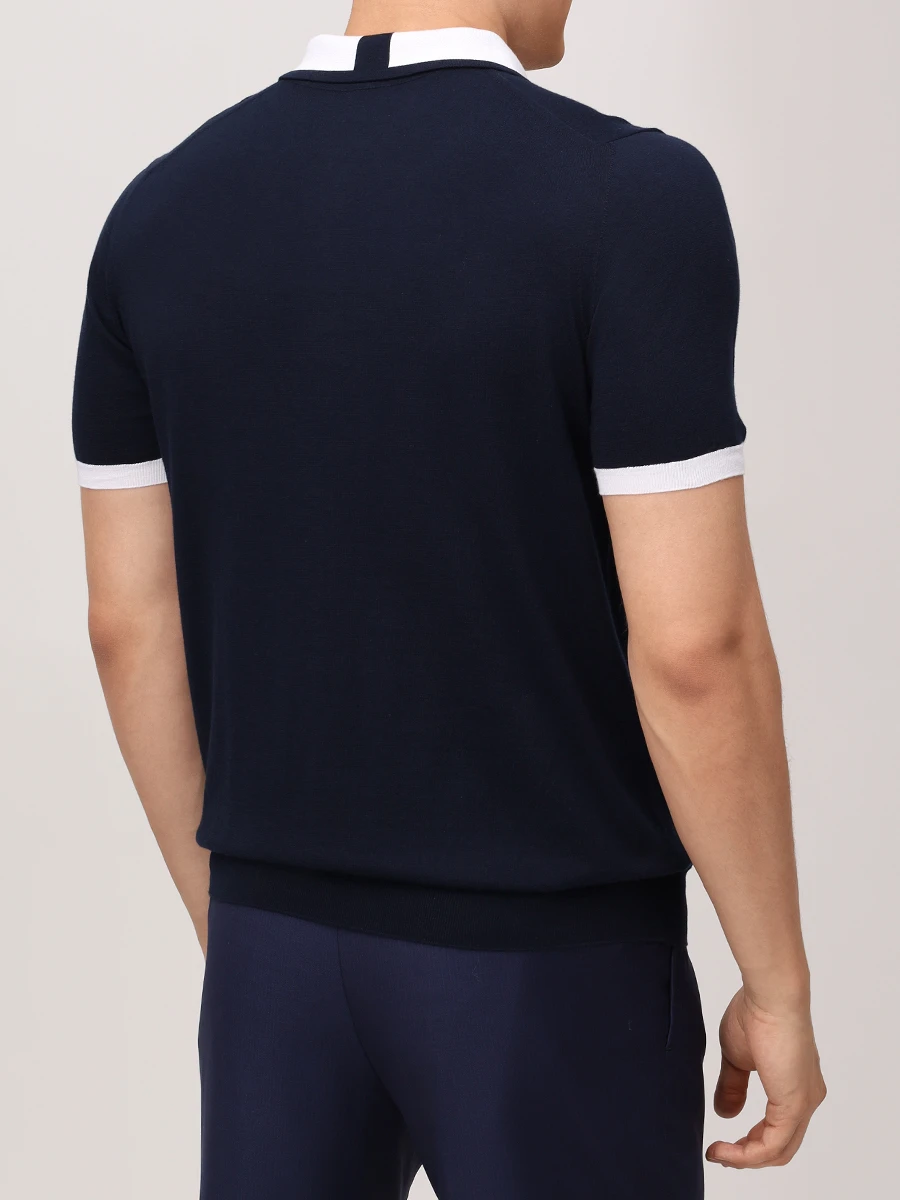Поло хлопковое KITON UMK0571V111A002 Синий  Фото 3