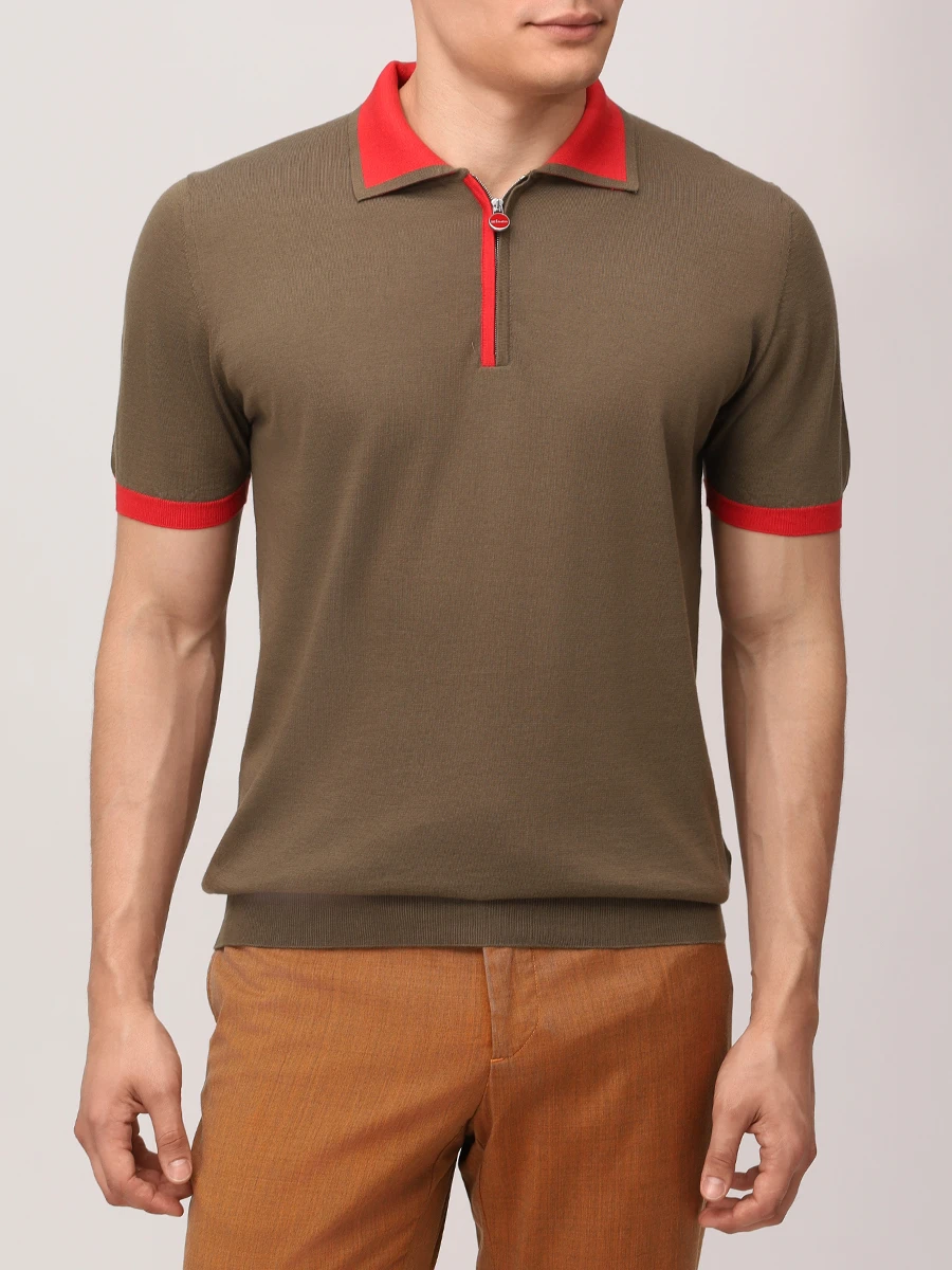Поло хлопковое KITON UMK0571V106A001 Красный  Фото 4
