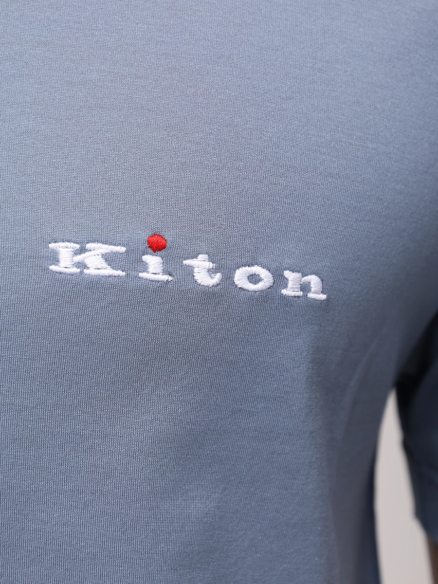 Футболка хлопковая KITON UMK0717K316001 Голубой  Фото 6