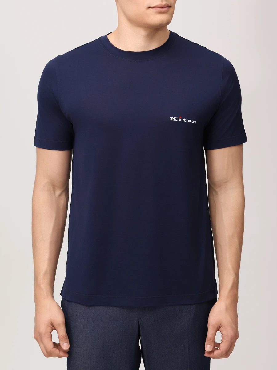 Футболка хлопковая KITON UMK0717769S000 Синий  Фото 4