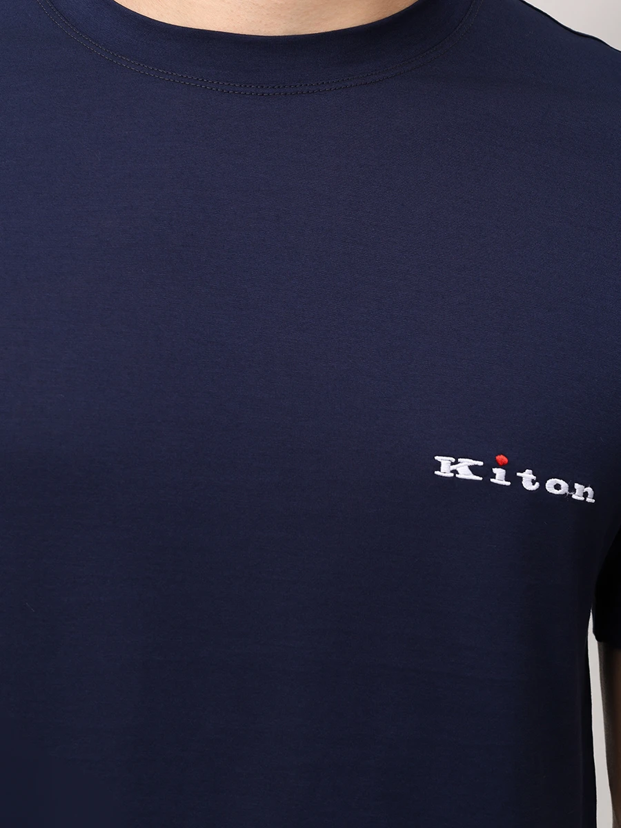 Футболка хлопковая KITON UMK0717769S000 Синий  Фото 5