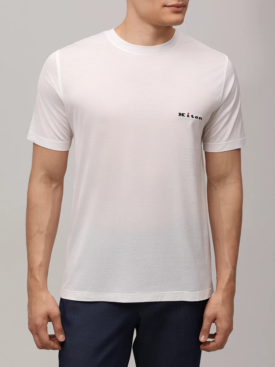 Футболка хлопковая KITON UMK0717HE30002 Белый  Фото 4