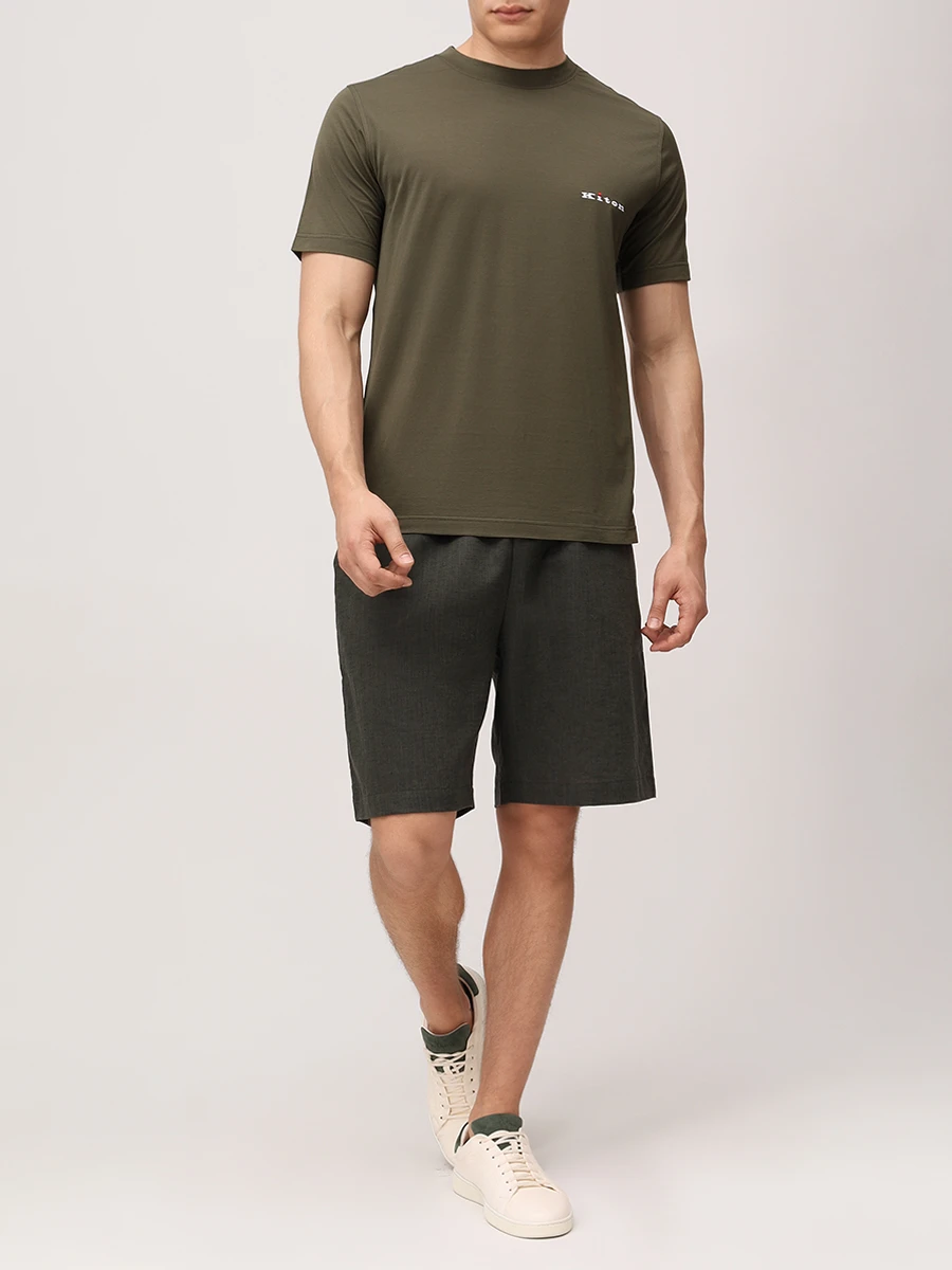 Футболка хлопковая KITON UMK0717H101000 Хаки  Фото 2