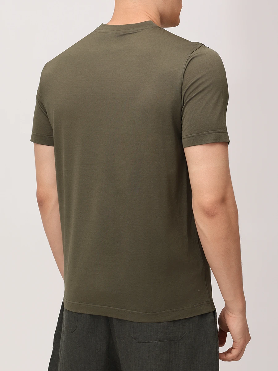 Футболка хлопковая KITON UMK0717H101000 Хаки  Фото 3