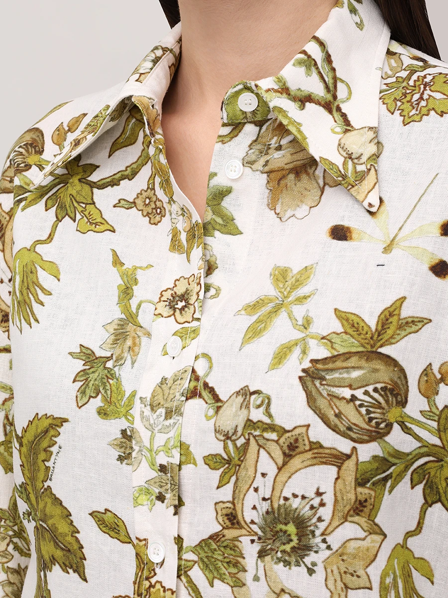 Рубашка изо льна и вискозы BALLANTYNE BLH180 SLI06 - 78003 Цветочный принт  Фото 5