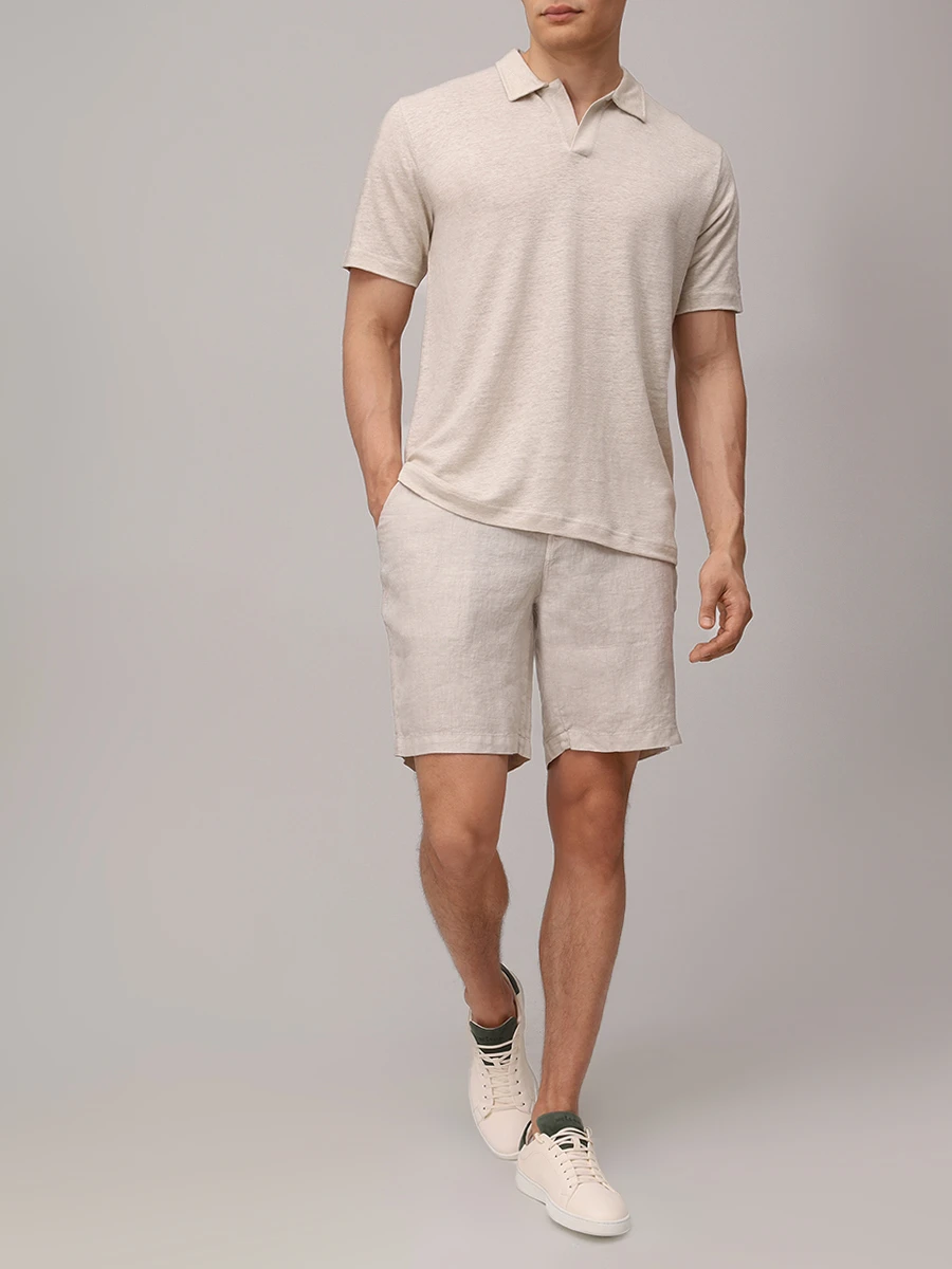 Поло льняное MC2 SAINT BARTH FRASER - 10H GRAIN Бежевый  Фото 2