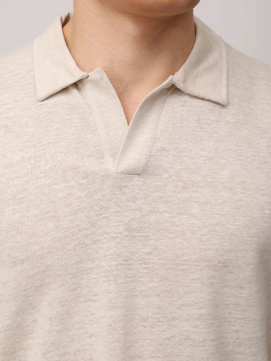 Поло льняное MC2 SAINT BARTH FRASER - 10H GRAIN Бежевый  Фото 5