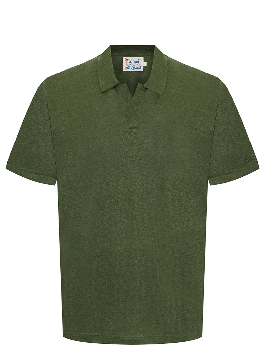 Поло льняное MC2 SAINT BARTH FRASER - 52 MILITARY Принт 