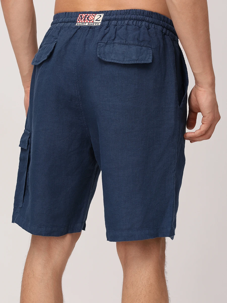 

Шорты льняные, Синий, MARSEILLE - 60 MARINE BLUE