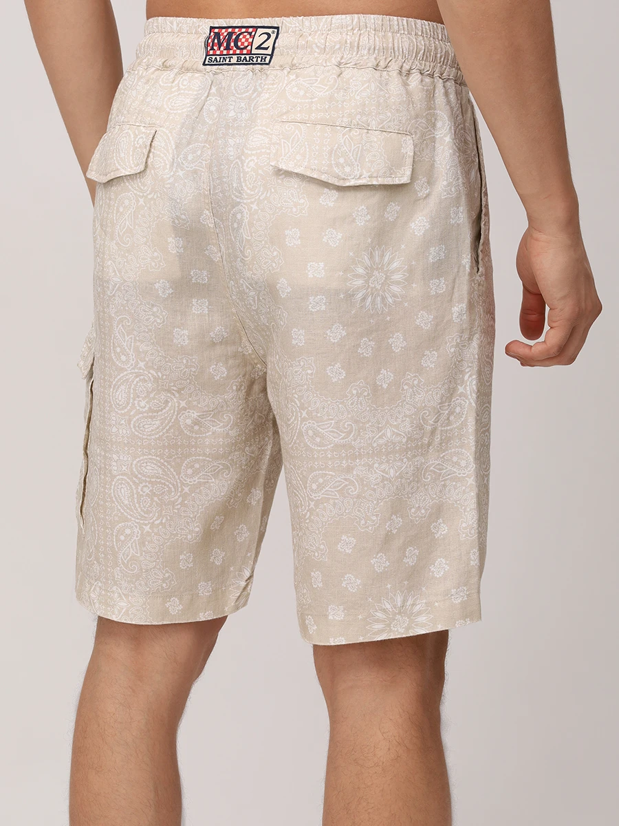 Шорты льняные MC2 SAINT BARTH MARSEILLE - BANDANNA ROUND 11 Принт  Фото 3