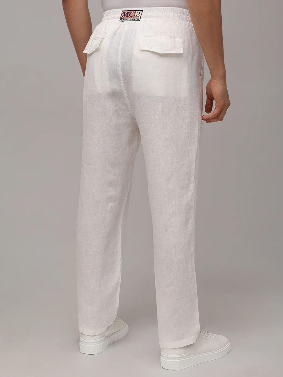 Брюки льняные MC2 SAINT BARTH CALAIS - LINEN 01 WHITE Белый  Фото 3